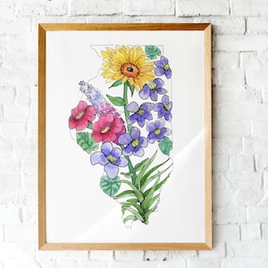 Impression d'art de fleurs sauvages de l'Illinois | Affiche jet d'encre