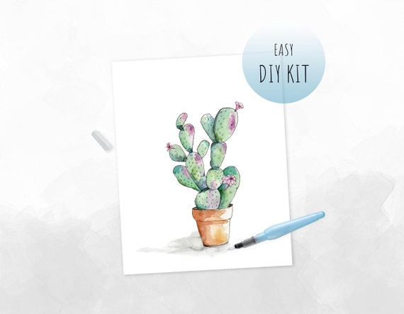 DIY Kit Watercolor Cactus Beginner Watercolor Kit for Adults 