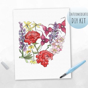 DIY KIT- Watercolor Ohio Wildflowers (Buckeye State)