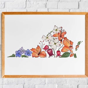 Impression d'art de fleurs sauvages de Virginie | Carte d'état giclée