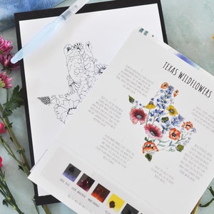 DIY KIT- Watercolor Texas Wildflowers (Similar to Paint by Numbers)