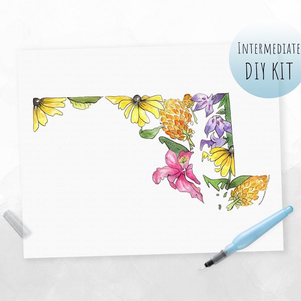 DIY KIT- Watercolor Maryland Wildflowers (Paint Kit for Adults)