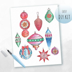 DIY Kit- Watercolor Vintage Mercury Glass Ornaments | Paint Kit