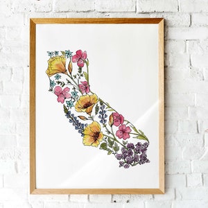 Impresión de arte de flores silvestres de California / cartel de Giclee