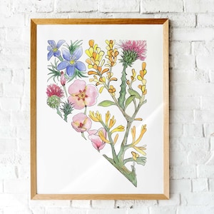 Impression d'art de fleurs sauvages du Nevada | Carte d'état giclée