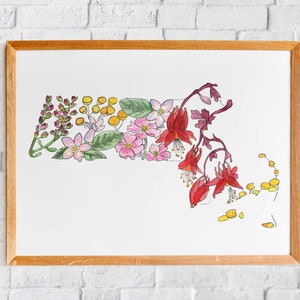 Massachusetts Wildblumen Kunstdruck | Giclee Plakat