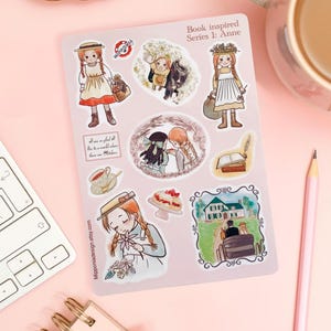 Anne of Green Gables Sticker sheet, Hand-Drawn Bookish Fan Art