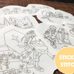 Halloween Embroidery Stick and Stitch Motifs: DIY Vampire, Witch, Fox Designs