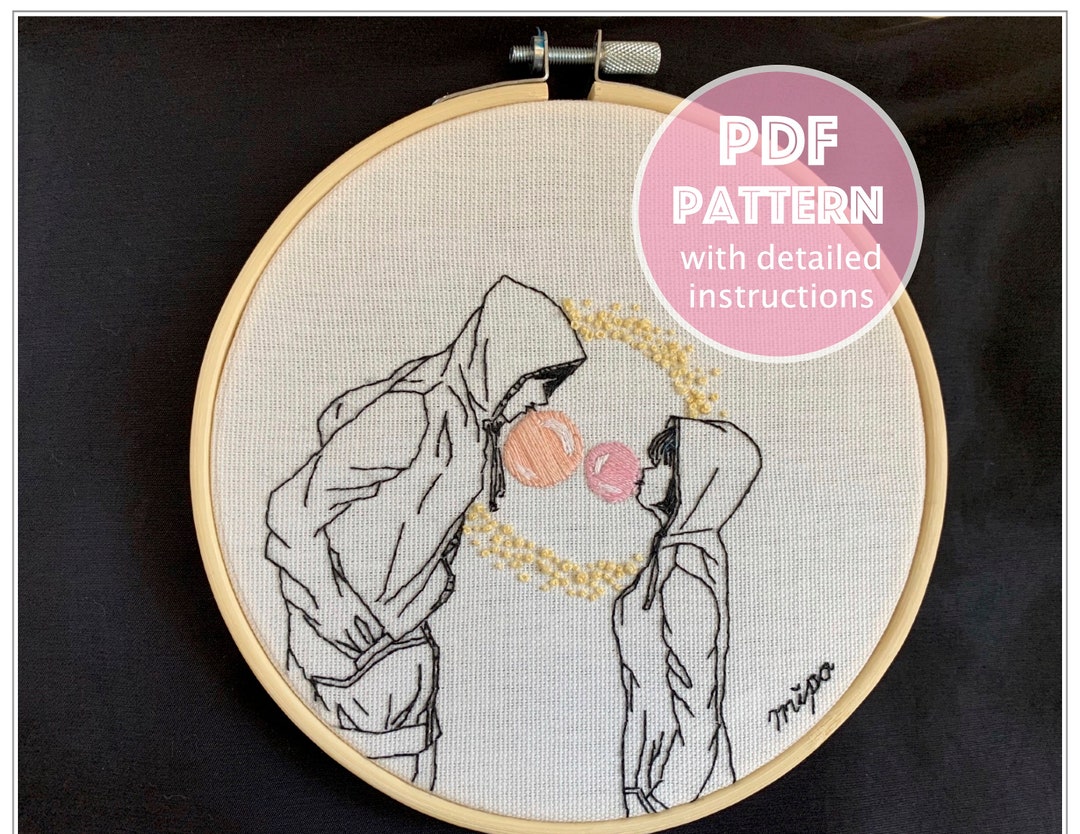 PDF Embroidery Pattern, Couples Embroidery, Modern Embroidery Motif ...