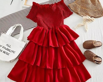 So Sydney Girls or Toddler I Love Summer Strawberry Dress /& Hair Bow Accessory