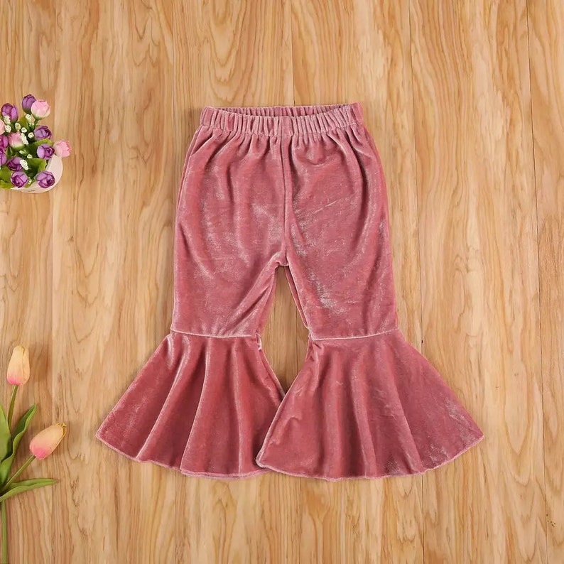 Velvet Baby Bell Bottoms Baby Girl Velvet Flare Pants Pink Etsy