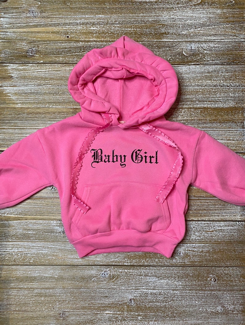 Girls Pink Hoodie Kids Custom Hoodie Baby Girl Ruffle Etsy