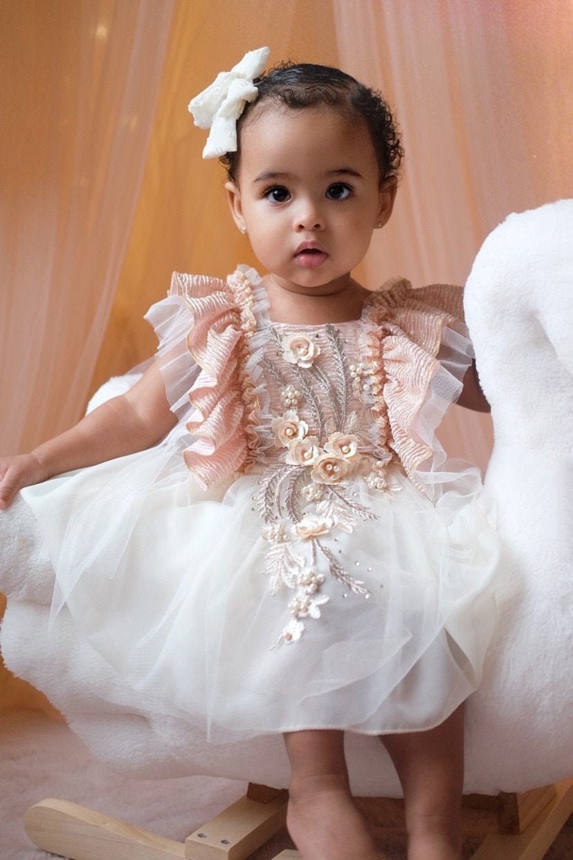 Pink and Rose Gold Baby Dress Etsy