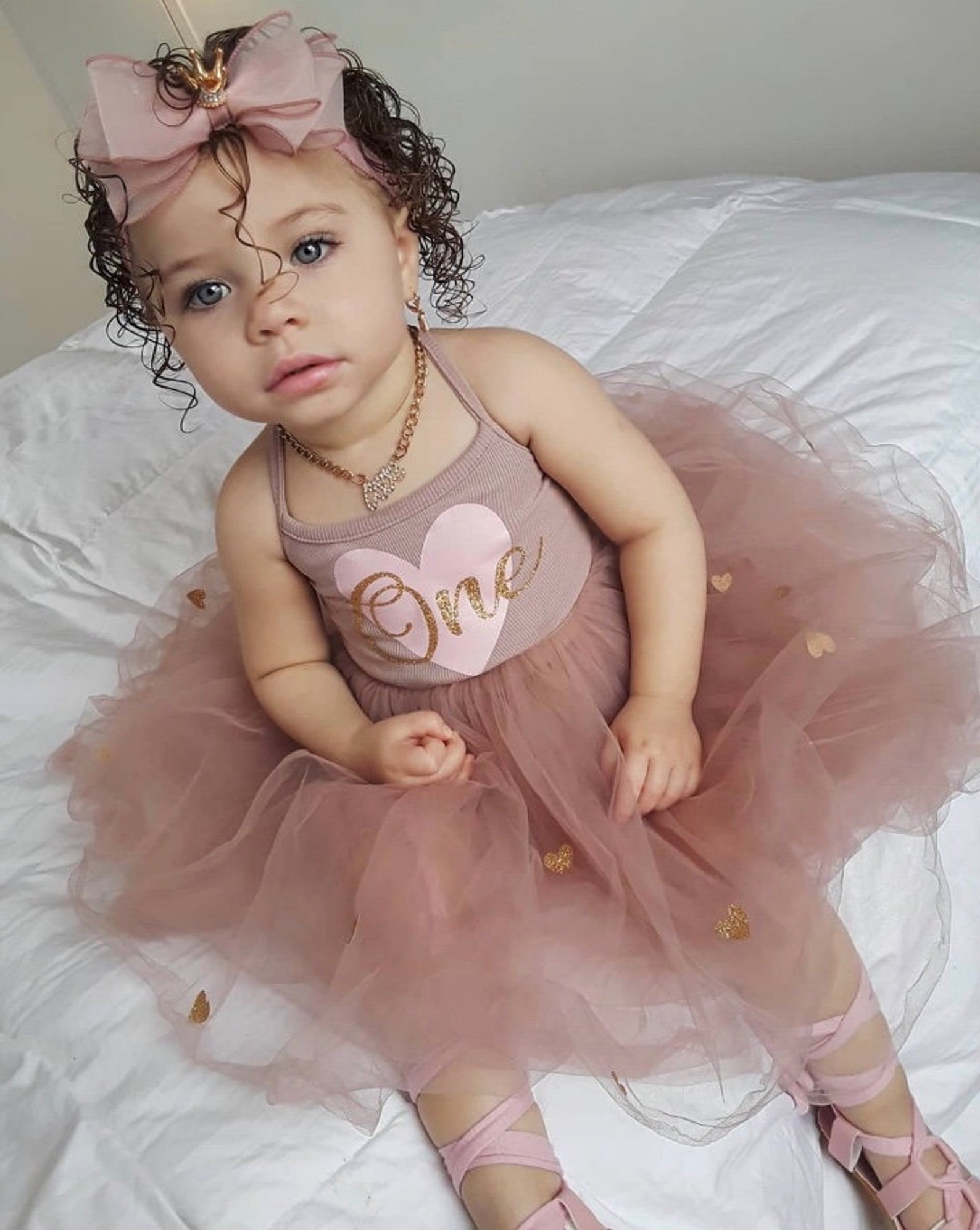 One Year Old Birthday Dress Blush Pink Custom Birthday Dress Etsy
