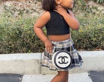 2 Piece Plaid Skirt & Crop Top Outfit Black and White - Etsy Canada