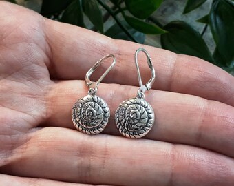 Shell earrings - Silver dangle nautilus shell earrings, Ammonite shell earrings, Dangle earrings, Beach earrings, Handmade, Earrings #101.B