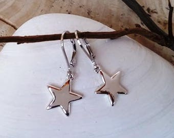 Silver Star Earrings, Dainty Star Earrings, Dangle Earrings, Silver earrings, Small star earrings, Handmade, Earrings #151.B