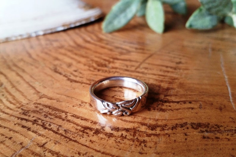 Sterling silver leaf ring Men ring Handmade Forest ring Unisex ring Ring #243-245 Stackable ring Silver Band Ring with leaves