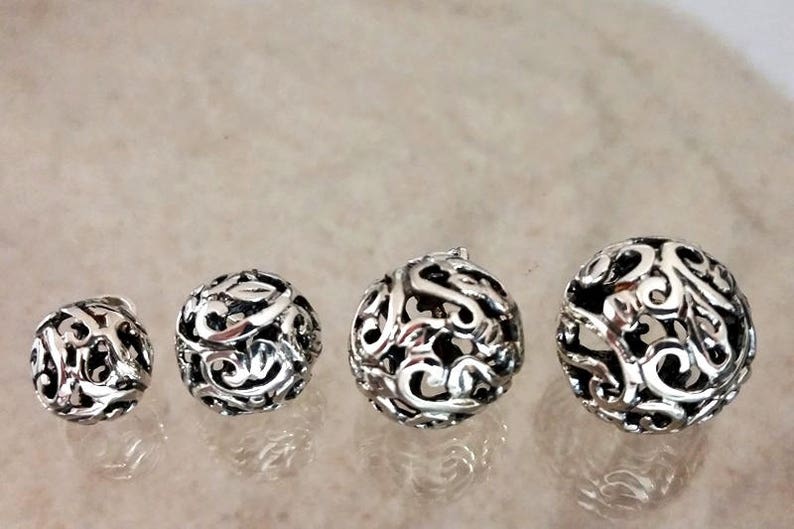 Art nouveau pendant Nature pendant Leaves pendant Pendant #158.B Silver empty lace ball pendant Ball pendant Handmade Ball pendant