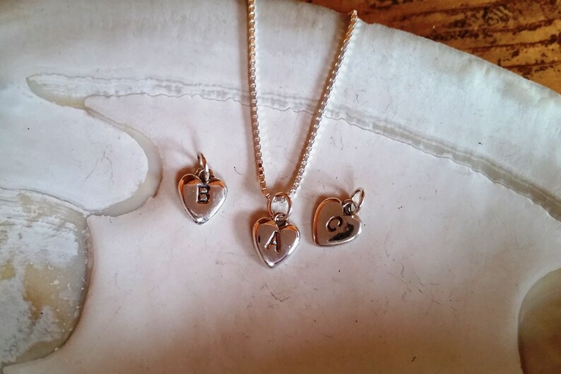 Handmade Pendant #129.ST Mini sterling silver monogram heart pendant Dainty Silver Monogram Pendant Monogram Sterling silver heart