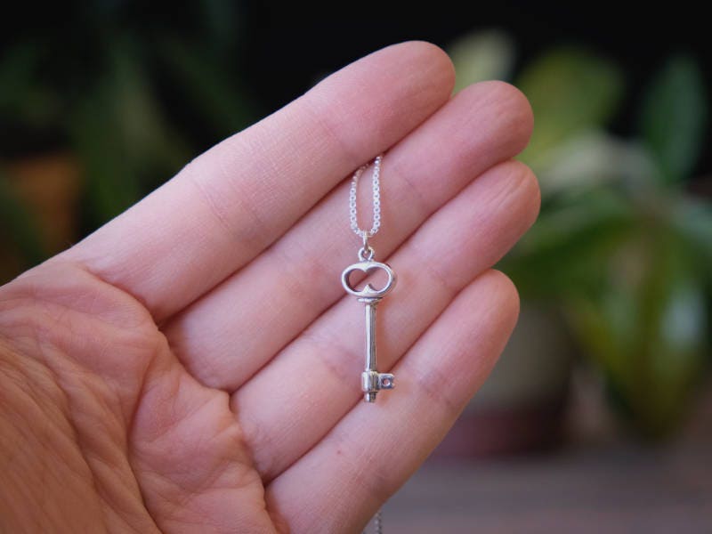Dainty Silver Key Pendant Sterling Silver Dainty Key Pendant - Etsy