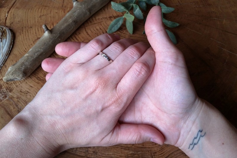 Sterling silver leaf ring Men ring Handmade Forest ring Unisex ring Ring #243-245 Stackable ring Silver Band Ring with leaves