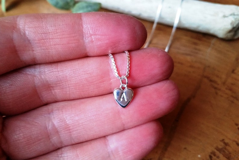 Handmade Pendant #129.ST Mini sterling silver monogram heart pendant Dainty Silver Monogram Pendant Monogram Sterling silver heart