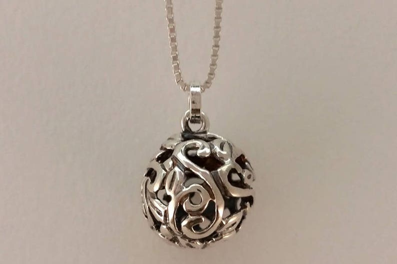 Art nouveau pendant Nature pendant Leaves pendant Pendant #158.B Silver empty lace ball pendant Ball pendant Handmade Ball pendant