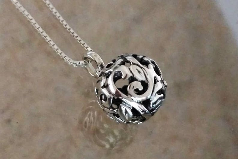 Art nouveau pendant Nature pendant Leaves pendant Pendant #158.B Silver empty lace ball pendant Ball pendant Handmade Ball pendant