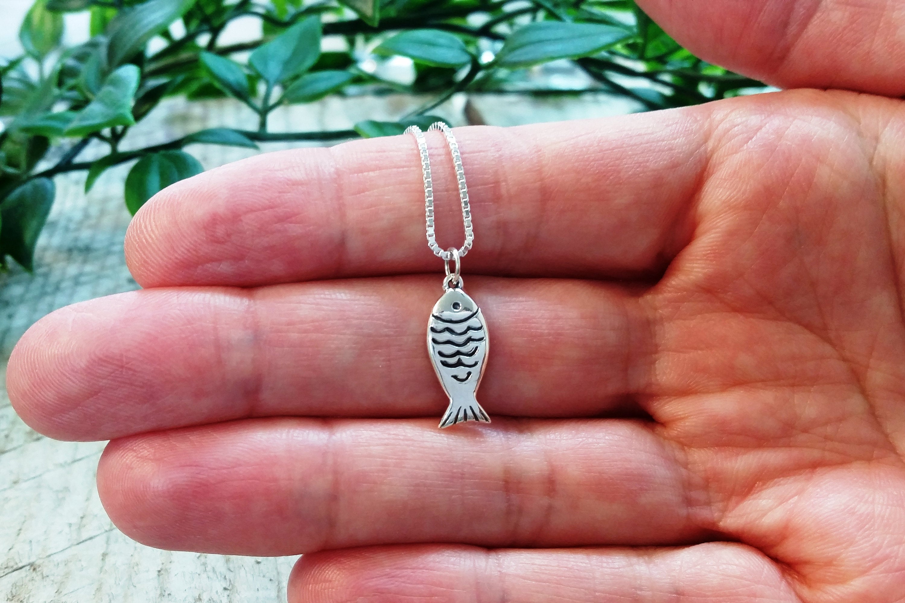 Silver Fish Pendant, Sterling Silver Fish Necklace, Ocean Pendant