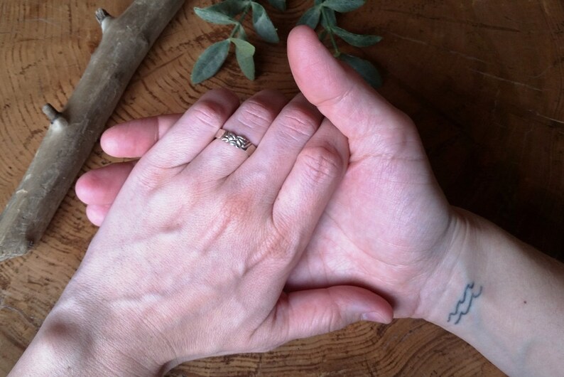 Sterling silver leaf ring Men ring Handmade Forest ring Unisex ring Ring #243-245 Stackable ring Silver Band Ring with leaves