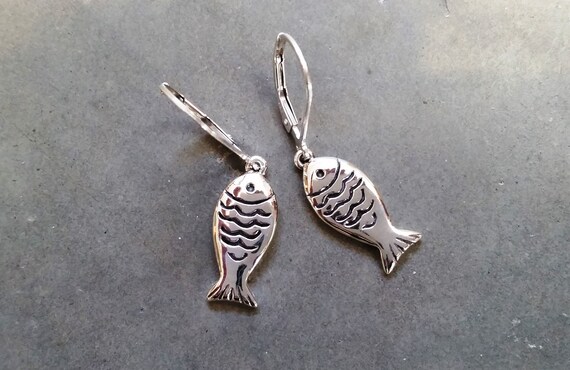 Silver Fish Earrings Sterling Silver Fish Earrings Ocean