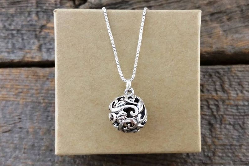 Art nouveau pendant Nature pendant Leaves pendant Pendant #158.B Silver empty lace ball pendant Ball pendant Handmade Ball pendant