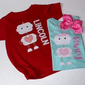 Valentines robot heart shirt- valentines T-shirt- toddler shirt- youth shirt- hearts- valentine- short sleeve- free shipping- robot