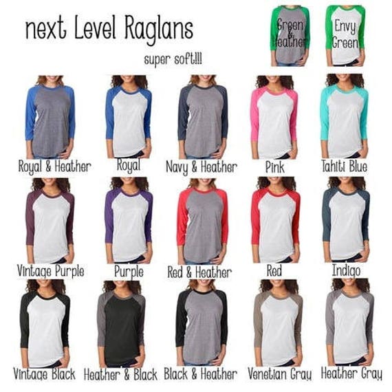 Next Level Raglan Color Chart