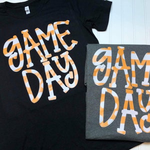 Game day tshirt- orange and white- game day- orange- white- bella canvas tee- unisex- mens or womens- short sleeve