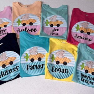 bunny in carrot tshirt - Easter shirt- Easter- spring bunny-bunny- unisex- free shipping- infant- youth- toddler- carrot car