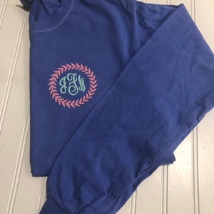 Monogrammed comfort color shirt, long sleeve monogrammed tshirt, personalized comfort color, monogrammed long sleeve comfort color, monogram