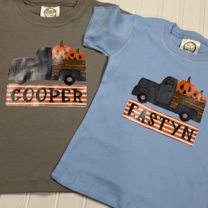 Spooky Halloween pumpkin truck- youth pumpkin truck tee- Halloween- boys Halloween Shirt- personalized Halloween shirt