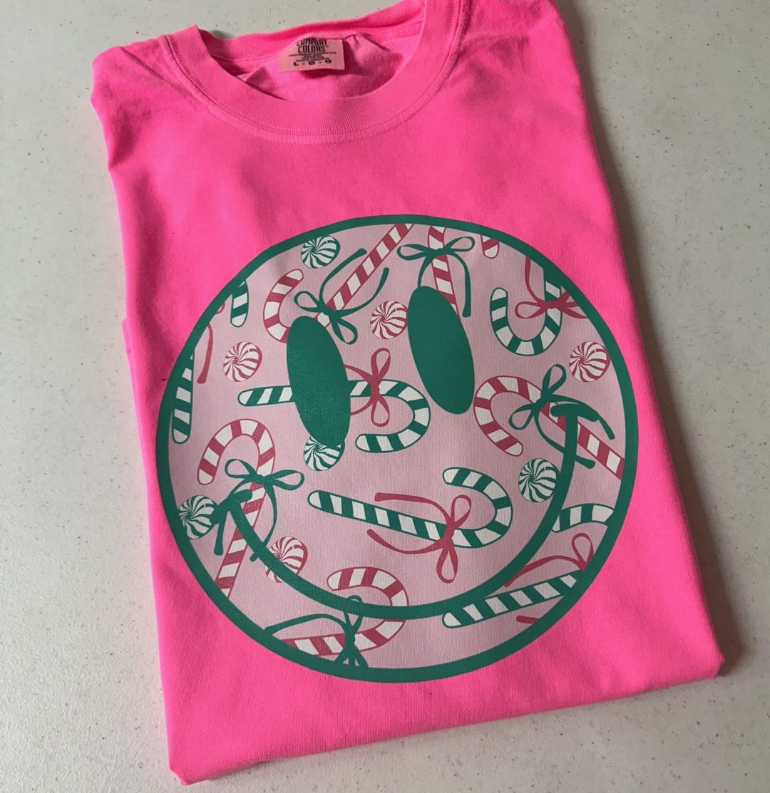 Candy Cane Happy Face Shirt - Candy Cane- Christmas Tee - Christmas ...
