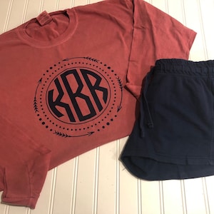 Monogram Tshirt and Bridesmaid Shorts Set, Monogram Shorts Set, Monogrammed Shorts and Top Set, French Terry Shorts and Tshirt with Monogram