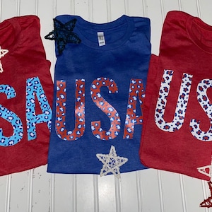 Cheetah print USA vinyl shirt- United States of America- red white blue- cheetah print- Fourth of July- bella canvas- unisex fit-