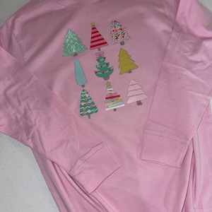Patterned Christmas trees- Christmas- trees- youth shirt- toddler shirt- girls Christmas shirt- Christmas tee- free shipping