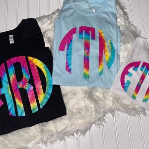 Tie-dye print monogram shirt- personalized monogram shirt- monogram- tie dye monogram- bella canvas tee- unisex- free shipping