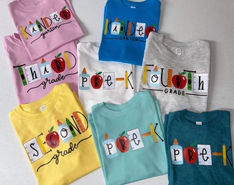 T-shirt de rentrée - chemise d’école pour enfants - T-shirt pour les jeunes - T-shirt préadolescent - chemise pour l’école - maternelle - prek - première année