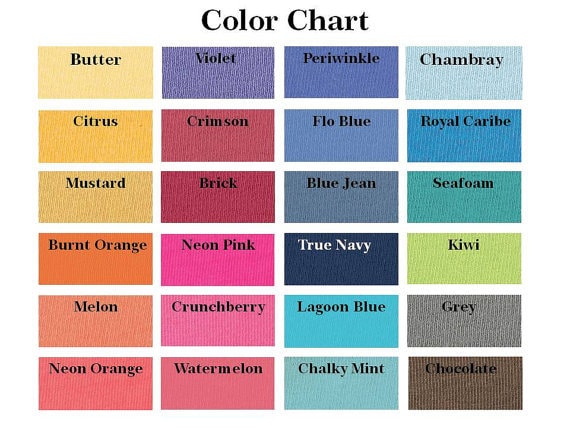 Comfort Color Shirt Color Chart