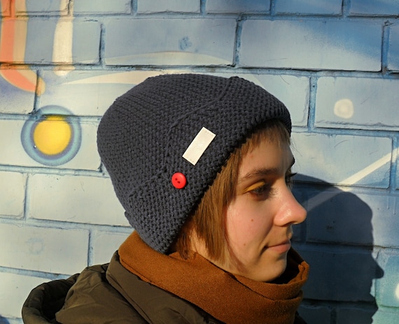 Blue Jughead Beanie, Unisex Crown Hat, Whoopee Cap, Winter Hand