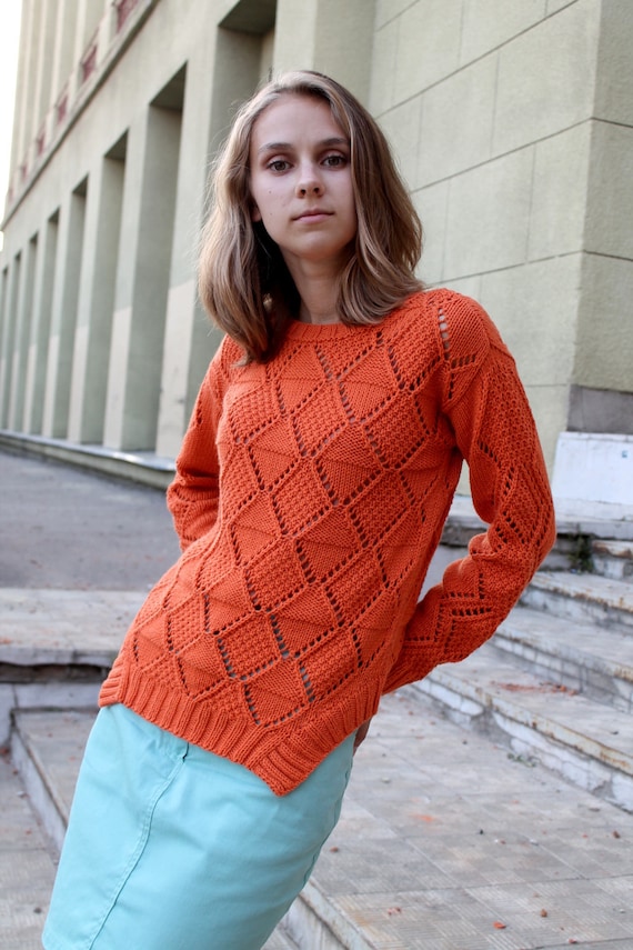 Lace Hand Knit Loose Sweater. Organic Cotton Geometric Jumper Pullover.  Vegan Sustainable Fashion - Etsy
