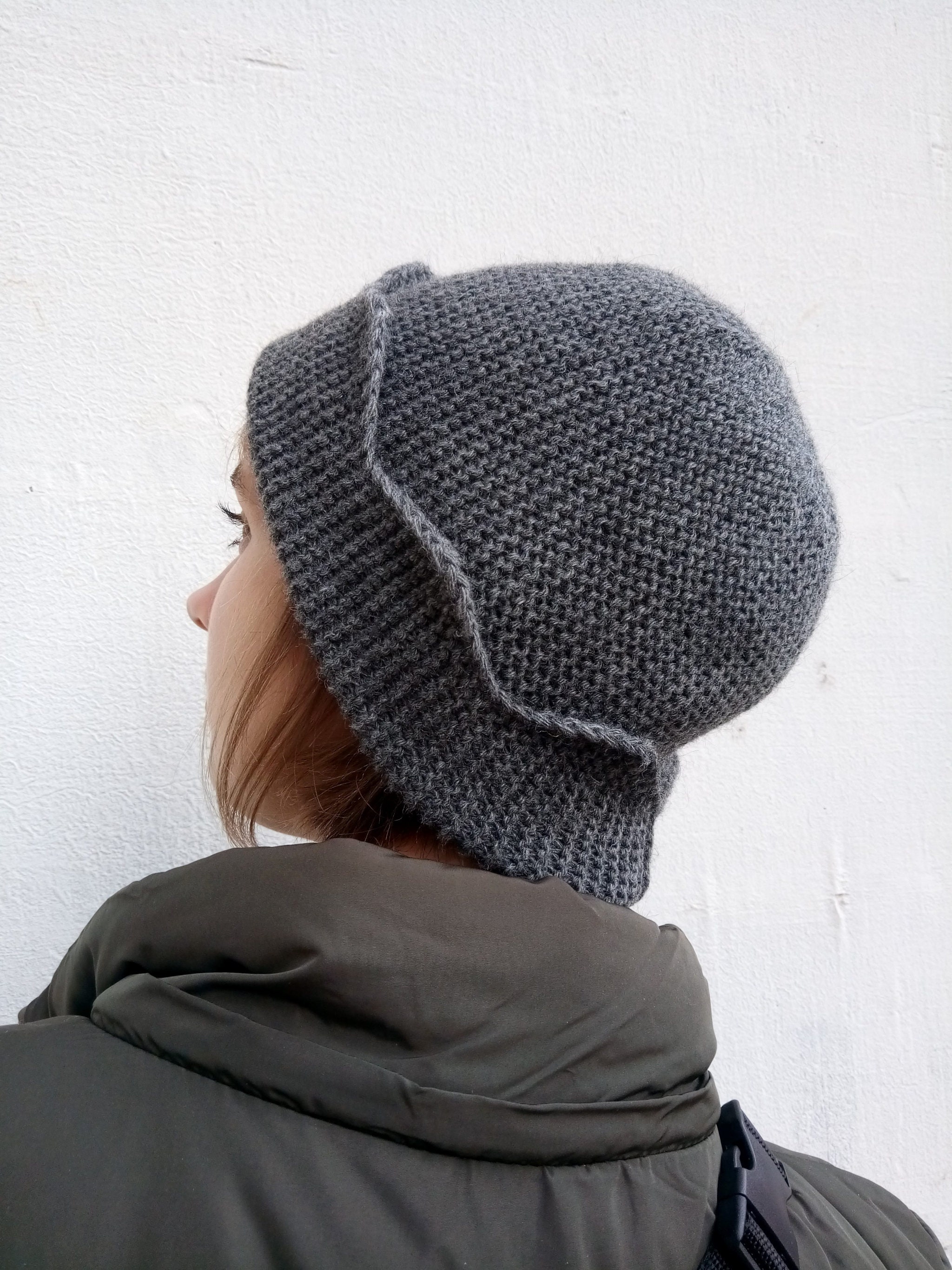 Jughead Beanie, Gray Crown Hat, Whoopee Cap, Warm Hand Knit Hat