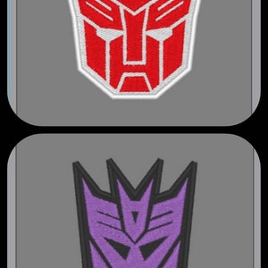 Transformer Inspired Autobot and Decepticon patches